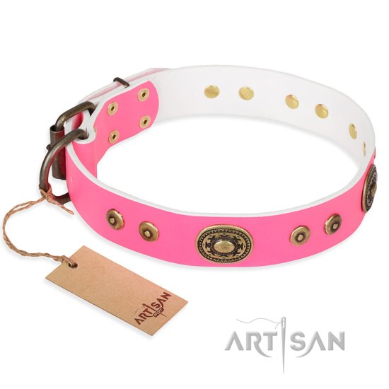 "Pink Pearl" FDT Artisan Leather Dog Collar for Real Ladies