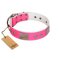 "Pink Blush" Premium Quality FDT Artisan Pink Designer Dog Collar with Plates and Studs
