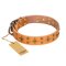 "Top-Flight" FDT Artisan Adorned Tan Leather Dog Collar