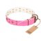 "Chi-Chi Pink Rose" FDT Artisan Leather Dog Collar with Decorations