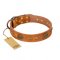 "Sun Beams" FDT Artisan Tan Leather Dog Collar with Decorations