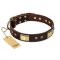 FDT Artisan 'Rich Fashion' Decorated Leather Dog Collar with Plates and Studs - 1 1/2 inch (40 mm) wide