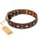 "High Fashion" FDT Artisan Embellished Brown Leather Dog Collar