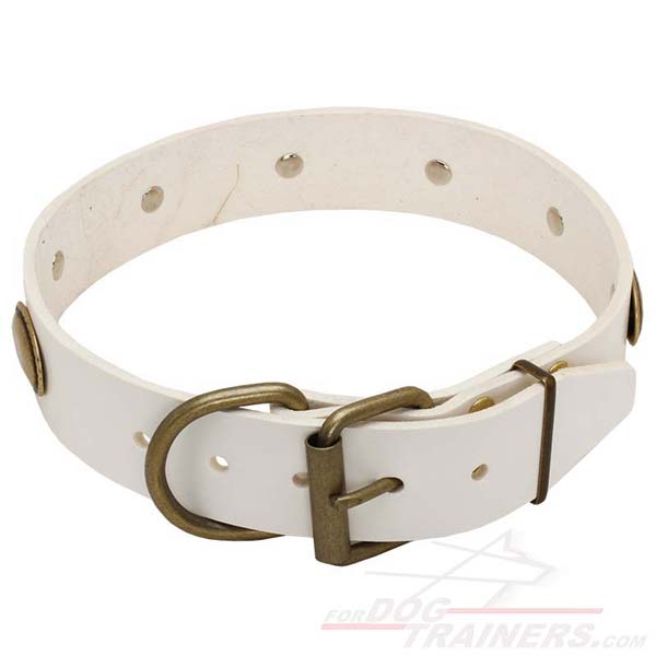 White Leather Dog Collar