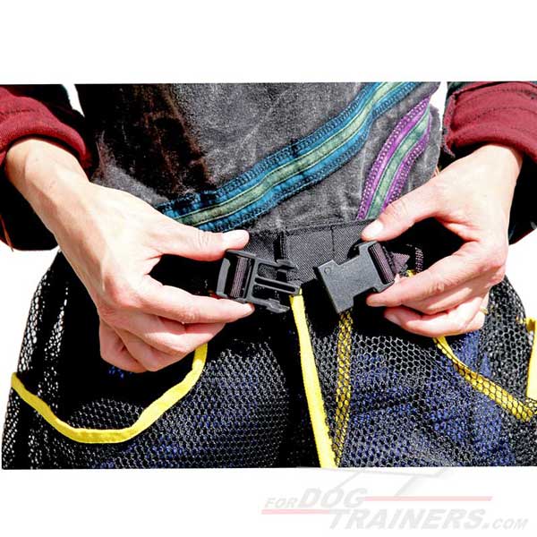 Synthetic dog training skirt pouch with a buckle