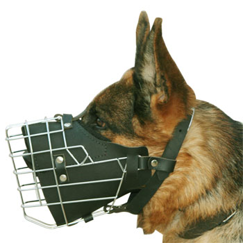 German Shepherd Working Dog Muzzle with Wire Cage